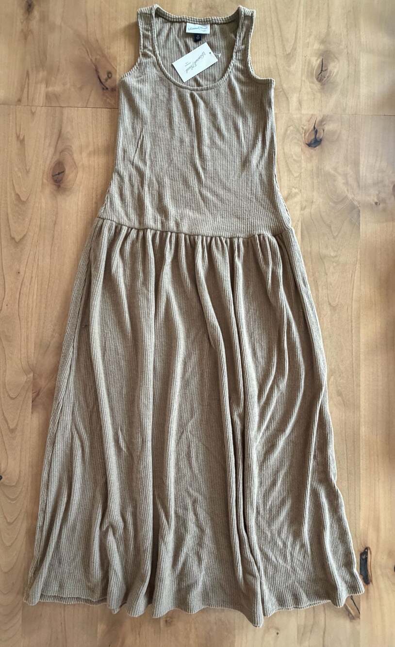 Universal Thread Women's Ribbed Drop Waist Midi Dress Brown Size XS